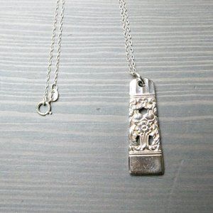 Oneida 1936 Coronation Silverplated Spoon Pendant Necklace w/Sterling 20" Chain